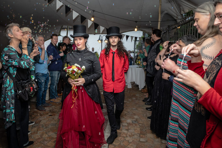 Bride walking down the aisle by Katja Photography